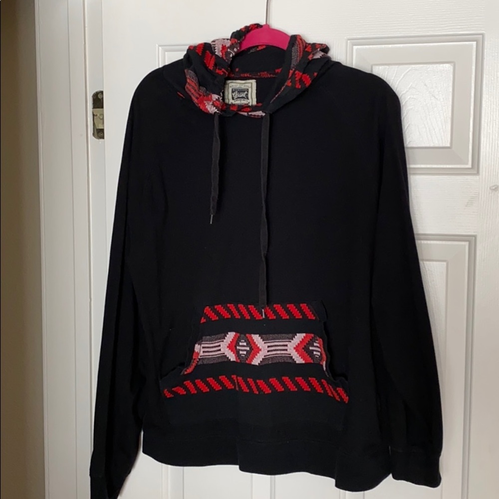 Black long sleeve shirt with hoodie